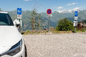 Reserved Parking For Electric Cars, Facing Mont Blanc