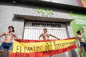 Femen Protest Outside Vox HQ - Madrid