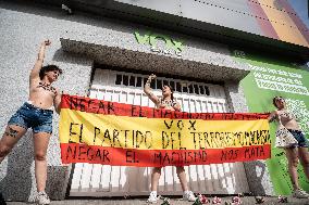 Femen Protest Outside Vox HQ - Madrid