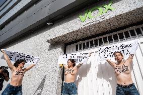 Femen Protest Outside Vox HQ - Madrid