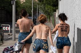 Femen Protest Outside Vox HQ - Madrid