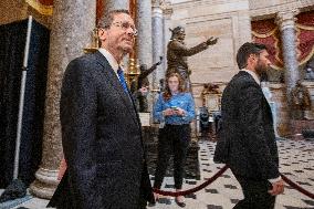 President of Israel Isaac Herzog delivers an address before a joint meeting of the United States Congress