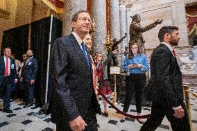 President of Israel Isaac Herzog delivers an address before a joint meeting of the United States Congress