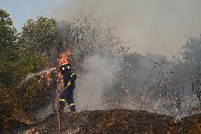 Wildfire Rages In Saronida Near Athens