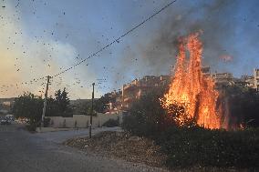 Wildfire Rages In Saronida Near Athens