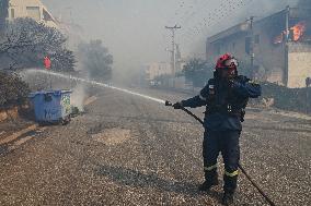 Wildfire Rages In Saronida Near Athens