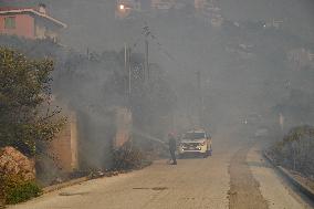 Wildfire Rages In Saronida Near Athens