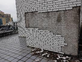 Tiles Fall Off The Exterior Wall of A High-rise Residential Building in Yichang, China