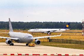Lufthansa Airbus A340 Landing At Eindhoven Airport
