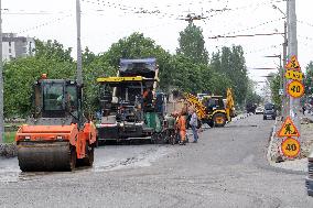 Repair works on Slavy Boulevard in Dnipro
