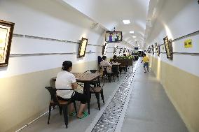 Citizens Cool Off in A Bomb Shelter in Xi 'an, China
