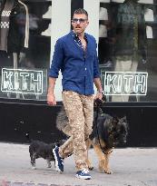 Zachary Quinto Out With His Dogs - NYC