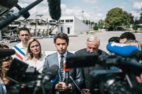 Gabriel Attal Visit To Regionale Du Premier Degre (ERPD) School - La Verrieres