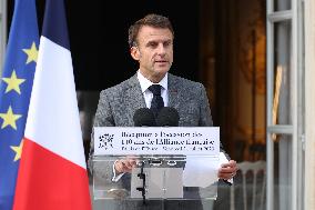 President Macron At 140th Anniversary Of Alliance Francaise - Paris