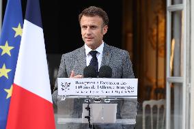 President Macron At 140th Anniversary Of Alliance Francaise - Paris