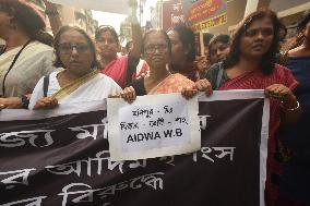 Protest Over Sexual Violence Against Women And For Peace In The Ongoing Ethnic Violence In Manipur In Kolkata, India