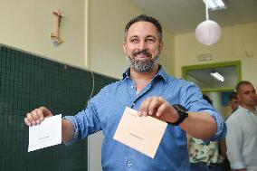 Far-Right VOX Leader Santiago Abascal Votes - Madrid