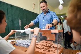Far-Right VOX Leader Santiago Abascal Votes - Madrid