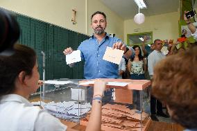 Far-Right VOX Leader Santiago Abascal Votes - Madrid