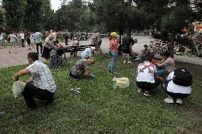 Removing rubble at Transfiguration Cathedral in Odesa