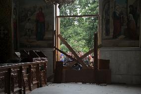 Removing rubble at Transfiguration Cathedral in Odesa