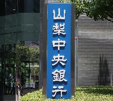 Signboard and logo of Yamanashi Chuo Bank