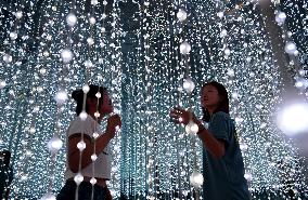 Tourists Enjoy A Light Show in Zhangjiakou