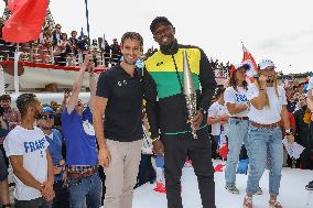 Usain Bolt and Tony Estanguet present Paris 2024 Olympic Torch - Paris