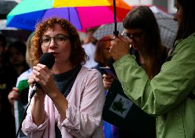 Solidarity Protest With Joanna 'You Will Never Walk Alone' In Krakow