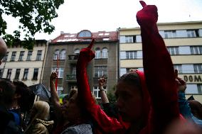 Solidarity Protest With Joanna 'You Will Never Walk Alone' In Krakow