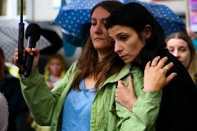 Solidarity Protest With Joanna 'You Will Never Walk Alone' In Krakow