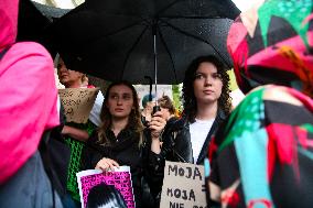 Solidarity Protest With Joanna 'You Will Never Walk Alone' In Krakow