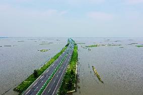 Flooded Road in Baicheng City, China