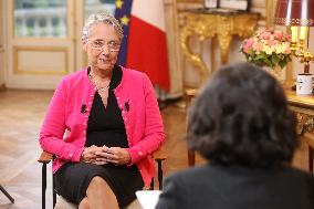 Exclusive - Elisabeth Borne On BFM TV - Paris