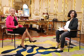 Exclusive - Elisabeth Borne On BFM TV - Paris