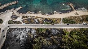 Drone View of Wildfire Aftermath in San Cataldo, Lecce