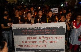 Protest In Assam Seeking End Of Violence In Manipur
