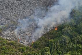 Drone View Of Wildfire In Corfu, Greece