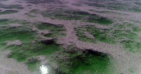 Artificial Salt Lake Emerald Lake in Mangya, China