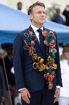 Macron at Efate Port Vila War Memorial - Vanuatu