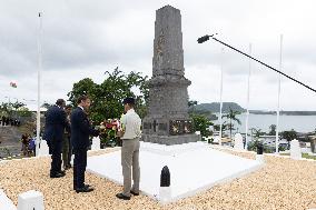 Macron at Efate Port Vila War Memorial - Vanuatu