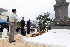 Macron at Efate Port Vila War Memorial - Vanuatu