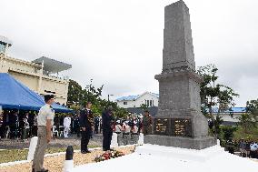 Macron at Efate Port Vila War Memorial - Vanuatu