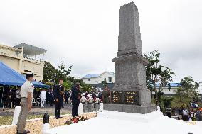 Macron at Efate Port Vila War Memorial - Vanuatu