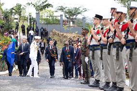 Macron at Efate Port Vila War Memorial - Vanuatu