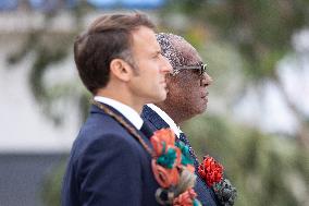 Macron at Efate Port Vila War Memorial - Vanuatu