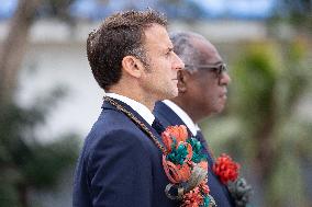 Macron at Efate Port Vila War Memorial - Vanuatu