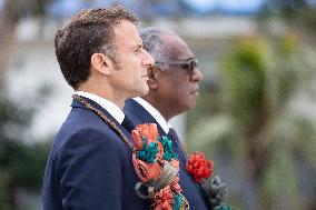 Macron at Efate Port Vila War Memorial - Vanuatu