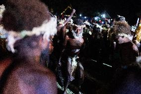 Macron at the Melanesian art Festival - Vanuatu