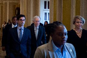 Mitch McConnell Heads To A Meeting - Washington